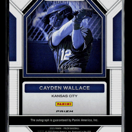 2023 Panini Prizm Baseball Cayden Wallace #SIG-CW Green Auto /75