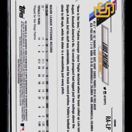 2021 Topps Chrome Luis Patiño #RA-LP RC Auto