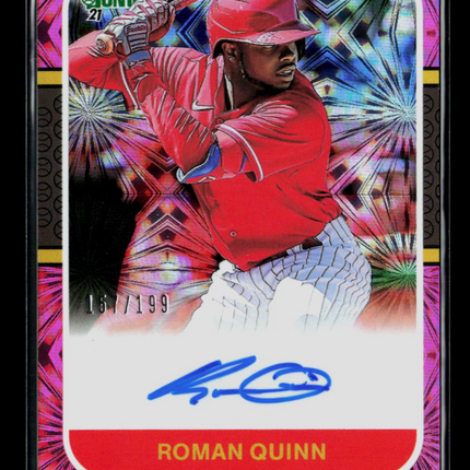 2021 Panini Donruss Roman Quinn #87S-RQ Pink Fireworks 167/199 Auto