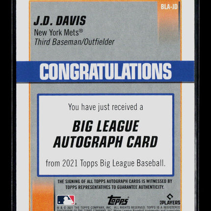 2021 Topps Big League J.D. Davis #BLA-JD Auto