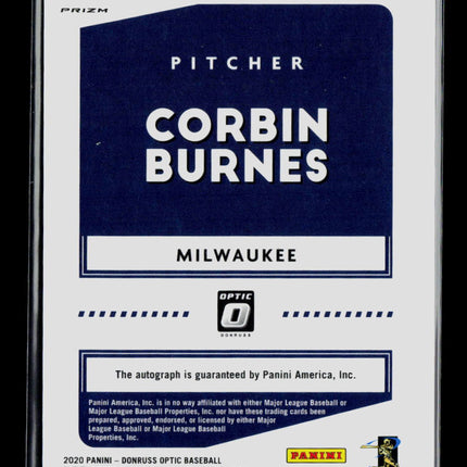2020 Panini Donruss Optic Baseball Corbin Burnes #SS-CB Auto