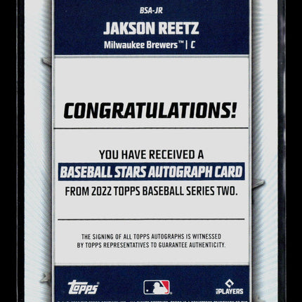 2022 Topps Series 2 Baseball Stars Autographs Jakson Reetz #BSA-JR  RC Auto /199