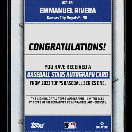 2022 Topps Emmanuel Rivera #BSA-ERI RC Auto