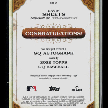 2022 Topps Gypsy Queen Gavin Sheets #GQA-GS RC Auto