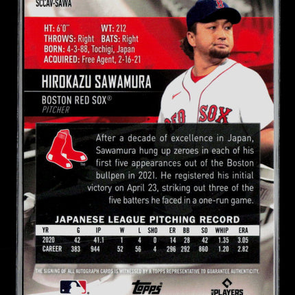 2021 Topps Stadium Club Chrome Hirokazu Sawamura #SCCAV-SAWA RC Auto