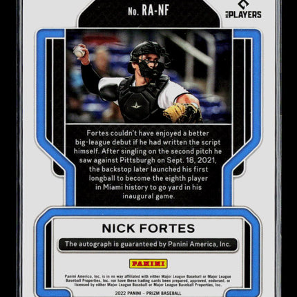 2022 Panini Prizm Baseball Nick Fortes #RA-NF RC Auto
