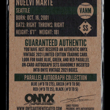 2021 Onyx Vintage Noelvi Marte #VANM Green Auto