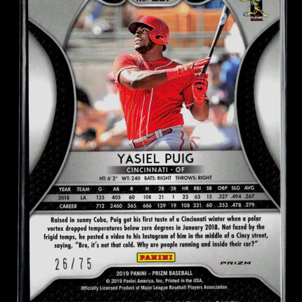 2019 Panini Prizm Baseball Yasiel Puig #257 /75