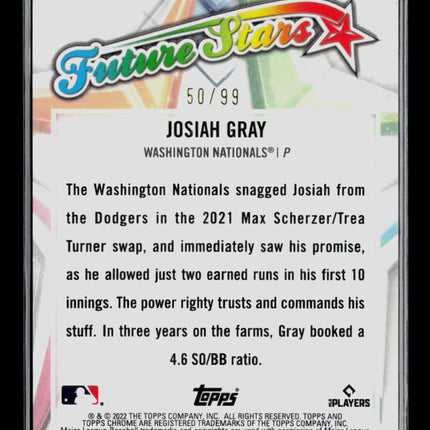 2022 Topps Chrome Josiah Gray #FS-15 Green 50/99 RC