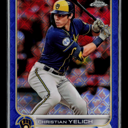 2022 Topps Chrome Mega Box Christian Yelich #106 Blue LogoFractor /150