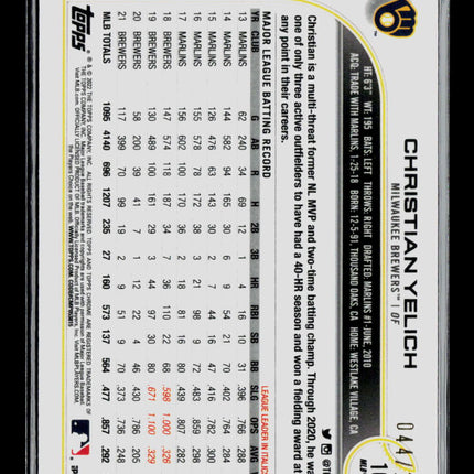 2022 Topps Chrome Mega Box Christian Yelich #106 Blue LogoFractor /150