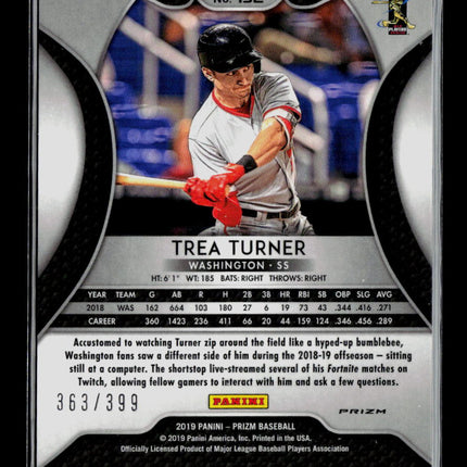 2019 Panini Prizm Baseball Trea Turner #132 Blue Mojo /399