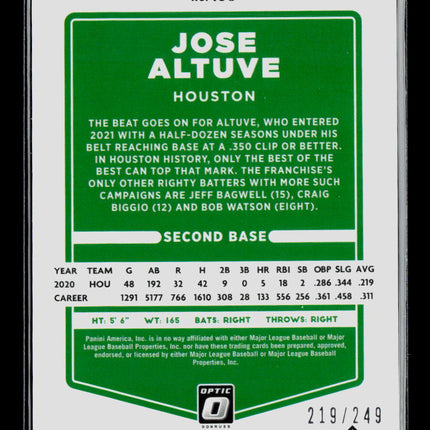 2021 Panini Donruss Optic Baseball Jose Altuve #195 Pink Velocity /249