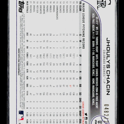 2022 Topps Update Series Jhoulys Chacin #US40 Gold /2022