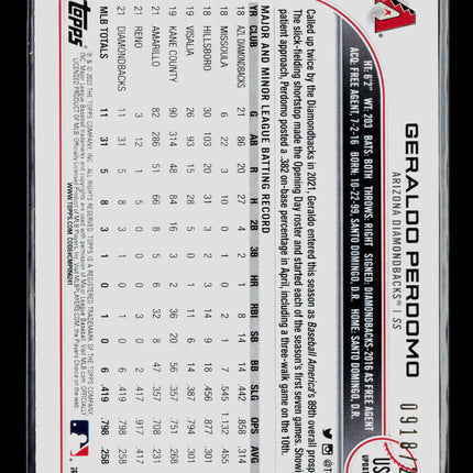 2022 Topps Update Series Geraldo Perdomo #US316 Gold /2022