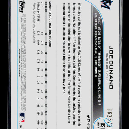 2022 Topps Update Series Joe Dunand #US126 Gold RC 0625/2022