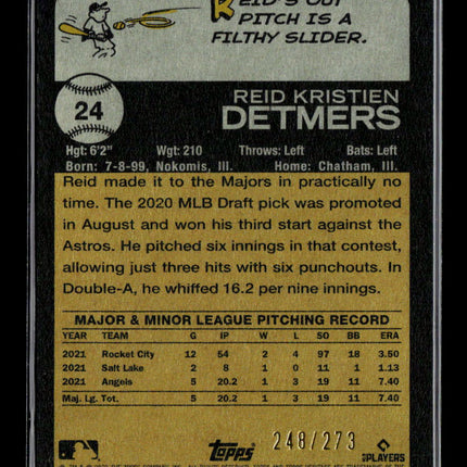 2022 Topps Heritage Reid Detmers #24 Green Border RC /273