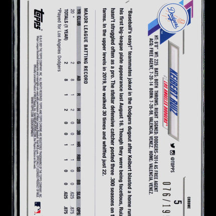 2021 Topps Chrome Keibert Ruiz #5 Aqua Wave Refractor RC /199