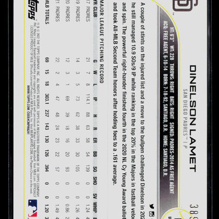 2022 Topps Update Series Dinelson Lamet #US18 Green Foilboard /499