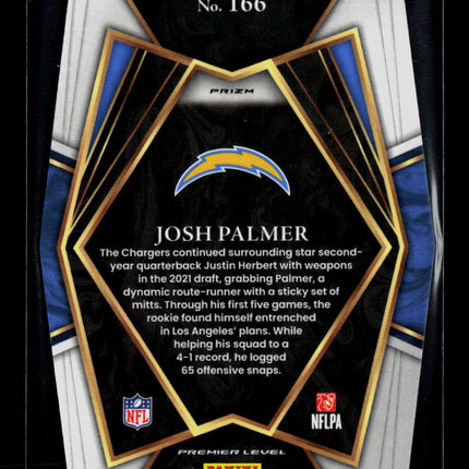2022 Panini Select Football Josh Palmer #166 Green Yellow Prizm RC