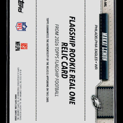 2026 Topps Flagship Football Makai Lemon #ROR-ML Jersey Relic RC