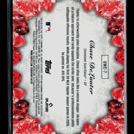 2026 Topps Bowman Chrome Chase DeLauter #BWC-7 RC Crystalized Gold /50