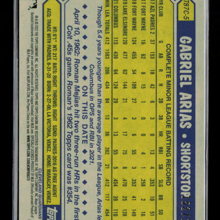 2022 Topps Chrome Update Series Gabriel Arias #T87C-5 Mojo Refractor RC /199