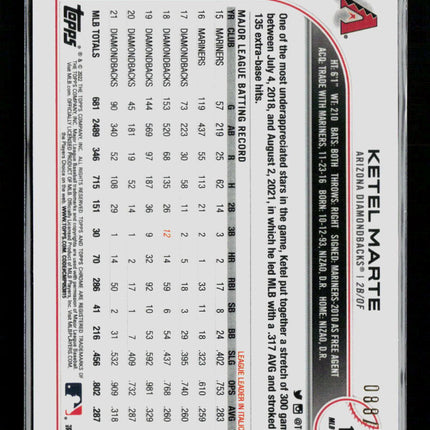 2022 Topps Chrome Ketel Marte #16 Blue Logofractor Refractor /150