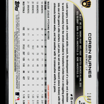 2022 Topps Chrome Corbin Burnes #56 Pink Logofractor Refractor 188/199