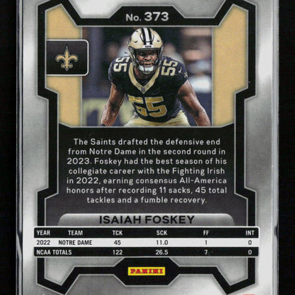 2023 Panini Prizm Football Isaiah Foskey #373 Red White and Blue RC