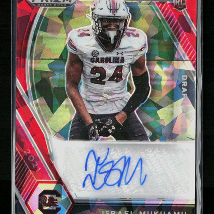 2021 Panini Prizm Draft Picks Israel Mukuamu #DPA-ISM Red Cracked Ice RC Auto