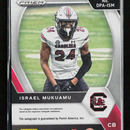 2021 Panini Prizm Draft Picks Israel Mukuamu #DPA-ISM Red Cracked Ice RC Auto