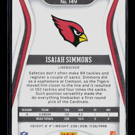 2020 Panini Certified Football Isaiah Simmons #149 068/299 RC