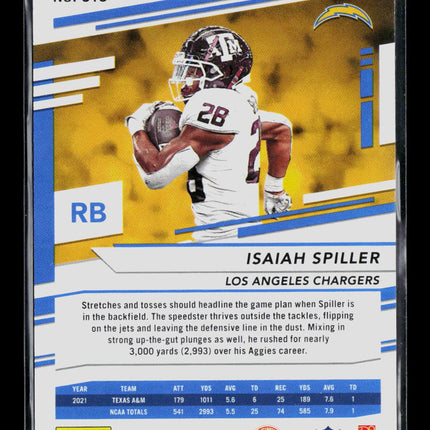 2022 Panini Prestige Isaiah Spiller #318 Xtra Points Gold 75/99 RC