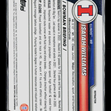 2023 Bowman Chrome Bowman U Isaiah Williams #77 Refractor