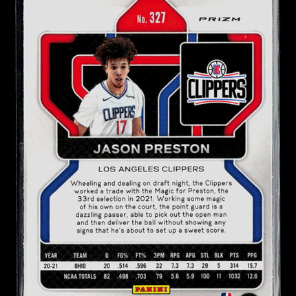 2021 Panini Prizm Jason Preston #327 Orange Ice RC