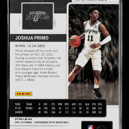 2022 Panini Contenders Optic Joshua Primo #15 Red RC