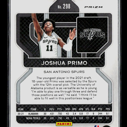 2021 Panini Prizm Basketball Joshua Primo #298 RC Ice