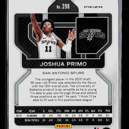 2021 Panini Prizm Joshua Primo #298 Red White Blue RC