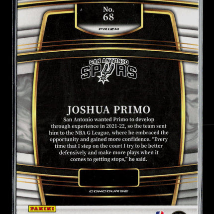 2022 Panini Select Basketball Joshua Primo #68 RC Silver
