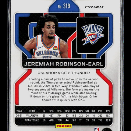 2021 Panini Prizm Basketball Jeremiah Robinson-Earl #319 Red Cracked Ice RC