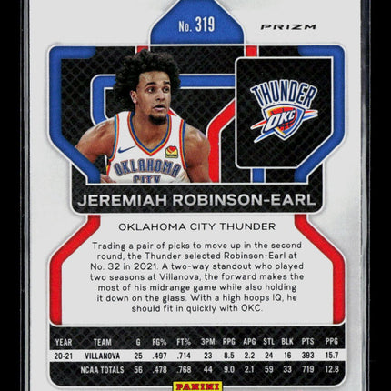 2021 Panini Prizm Basketball Jeremiah Robinson-Earl #319 Green RC