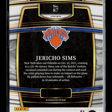 2022 Panini Select Jericho Sims #87 RC Orange Flash