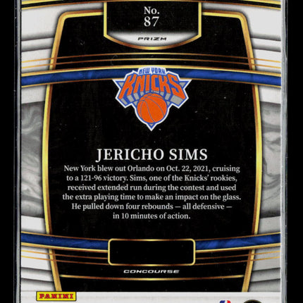 2022 Panini Select Jericho Sims #87 Red White Blue Prizm RC