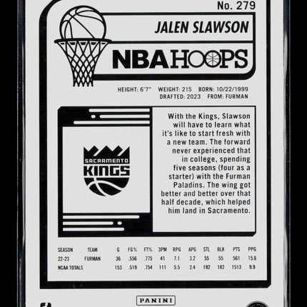 2023 Panini Hoops Jalen Slawson #279 Winter RC