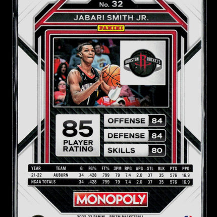 2023 Panini Prizm Monopoly Basketball Jabari Smith Jr. #32 RC