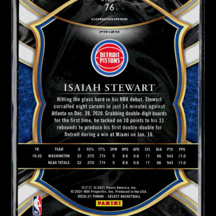 2021 Panini Select Isaiah Stewart #76 Red Orange Shimmer Prizm RC