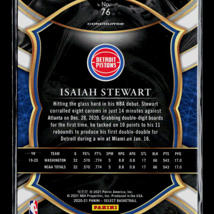 2021 Panini Select Isaiah Stewart #76 RC