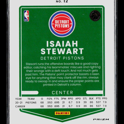 2022 Panini Donruss Optic Isaiah Stewart #12 Blue Velocity