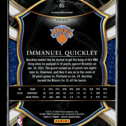 2021 Panini Select Immanuel Quickley #85 Red, White & Blue Shimmer Prizm RC